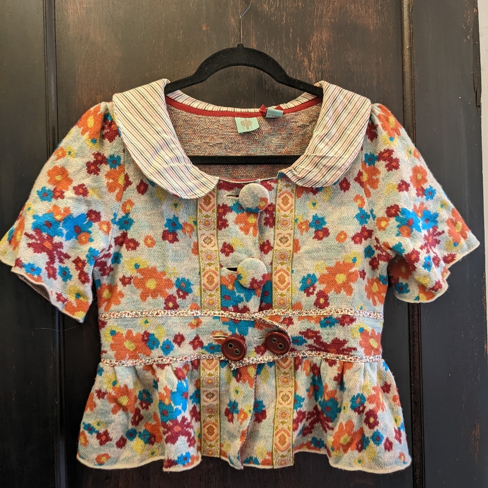 Anthropologie HWR Sz Small Floral Wool Sweater